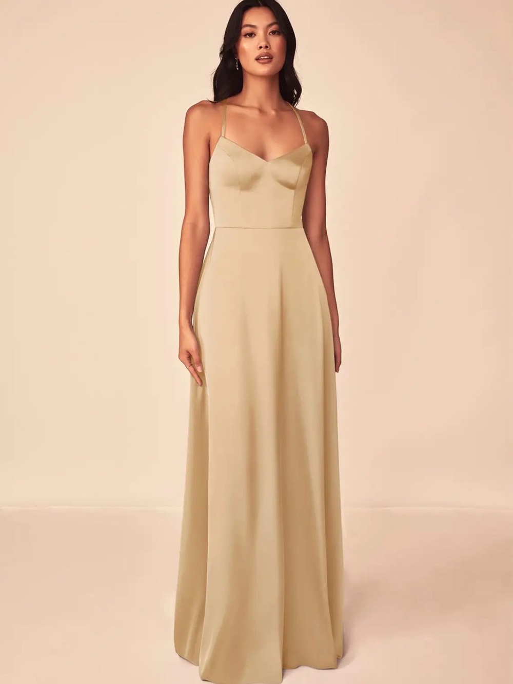 Azazie Light Gold Maxi Dress